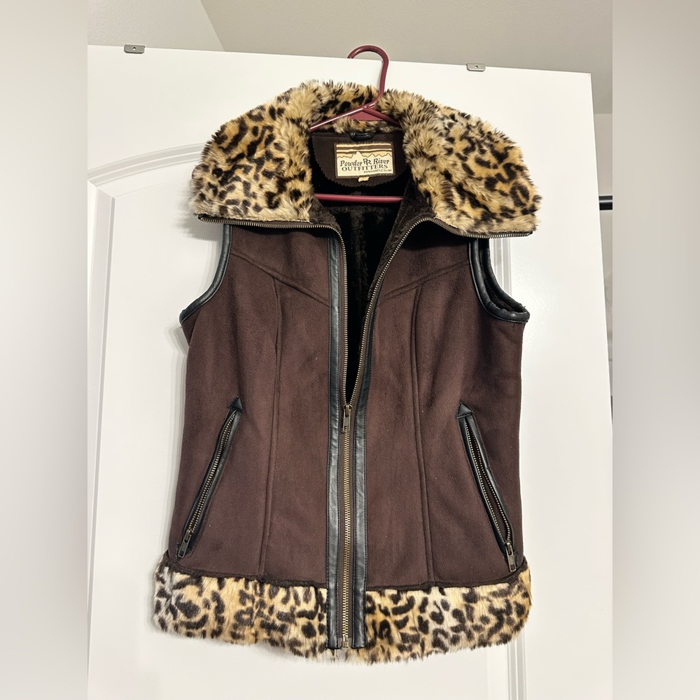 Panhandle Slim Brown and Tan Faux Fur Trim Vest